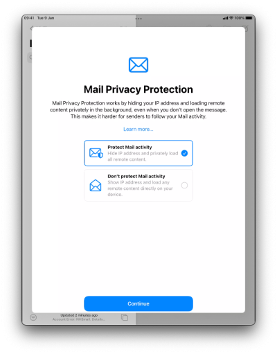 Choose mail privacy settings here.