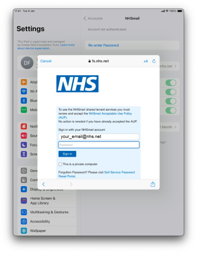 Enter your NHSmail password here.