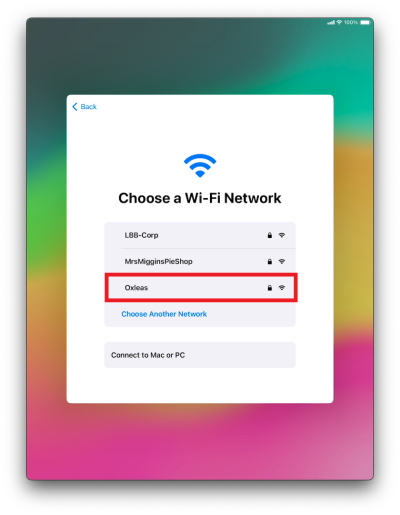 Choose Oxleas Wi-Fi.