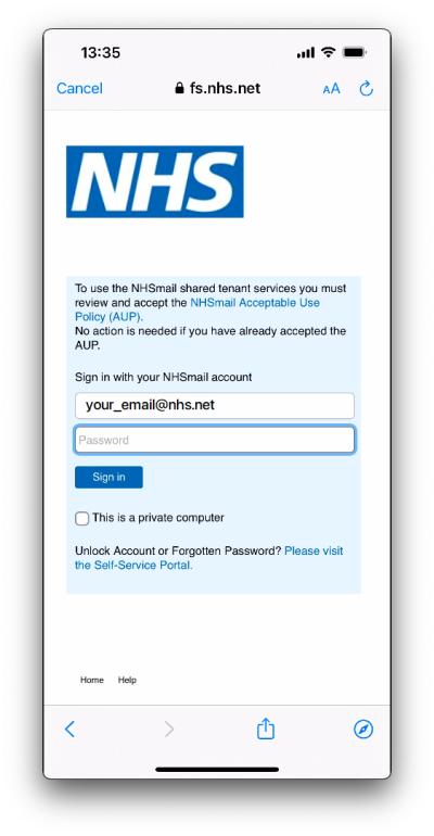Sign in to NHSmail.