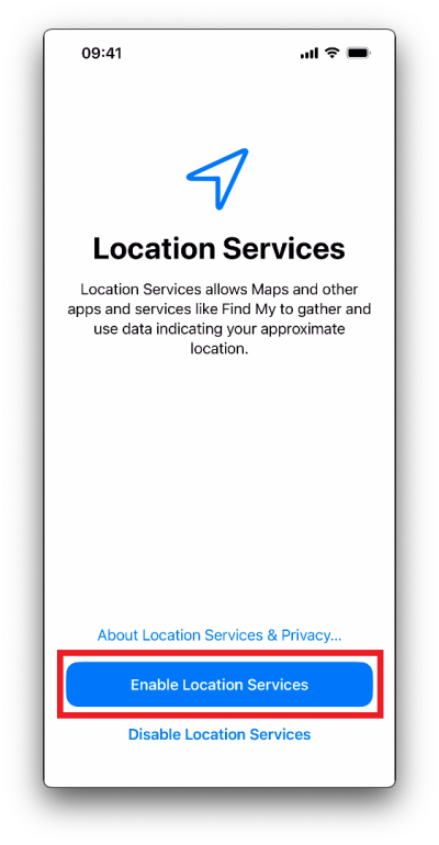 Tap Enable Location Services.