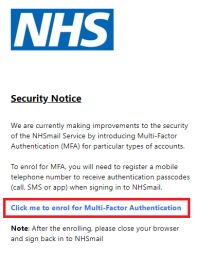 Select 'Click me to enrol Multi-Factor Authentication'